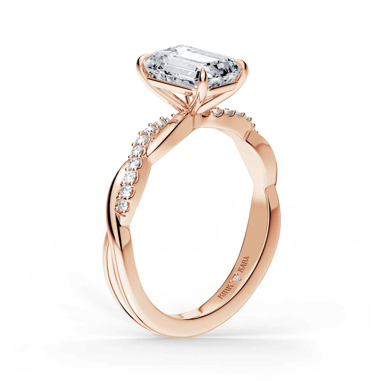 Preset Twist Emerald Lab Diamond Engagement Ring - Center Diamond Included