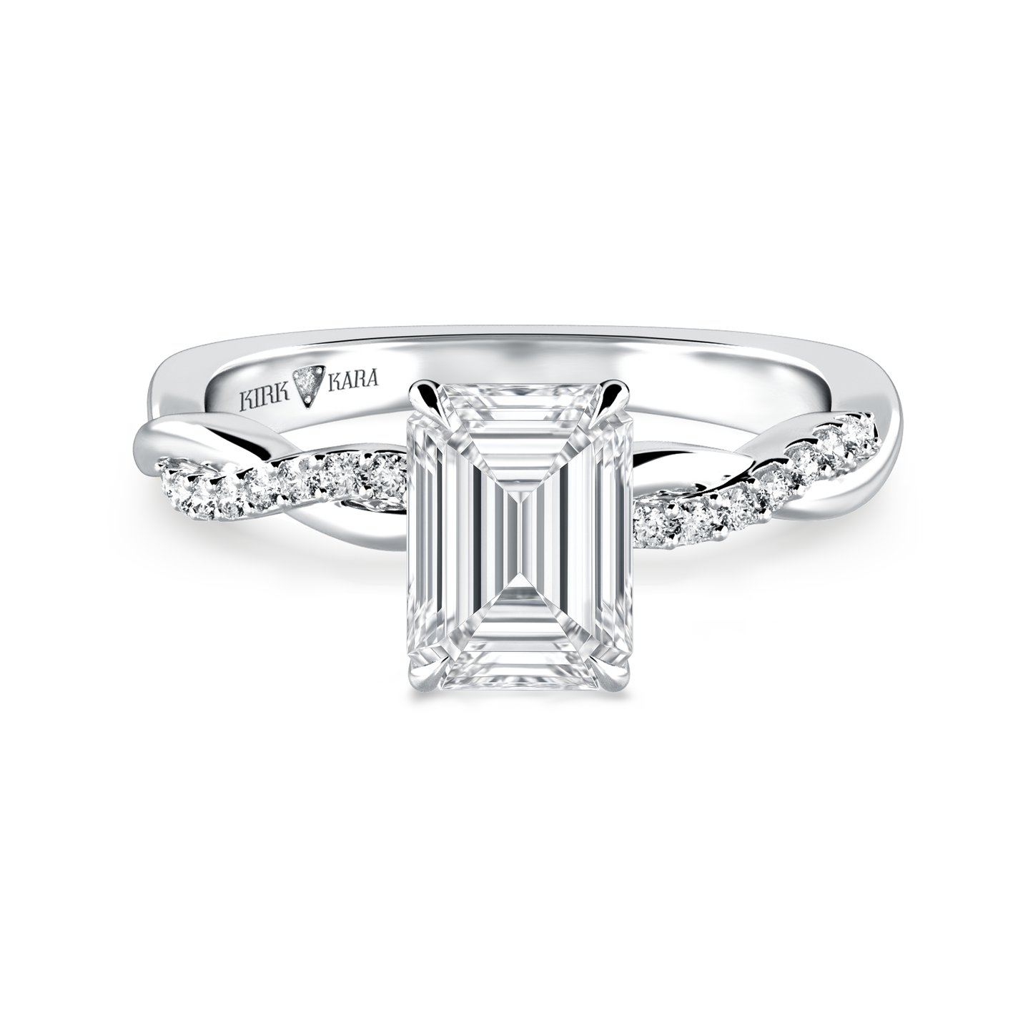 Preset Twist Emerald Lab Diamond Engagement Ring - Center Diamond Included