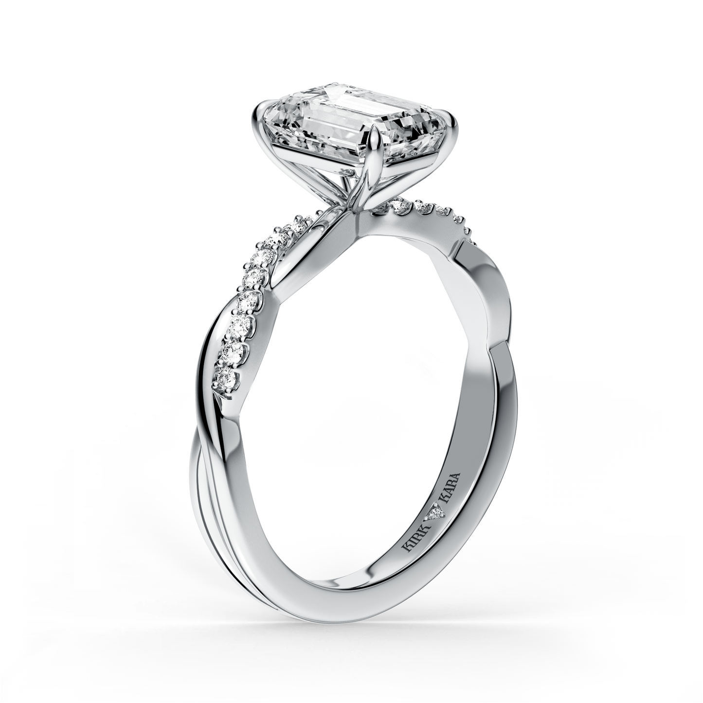 Preset Twist Emerald Lab Diamond Engagement Ring - Center Diamond Included