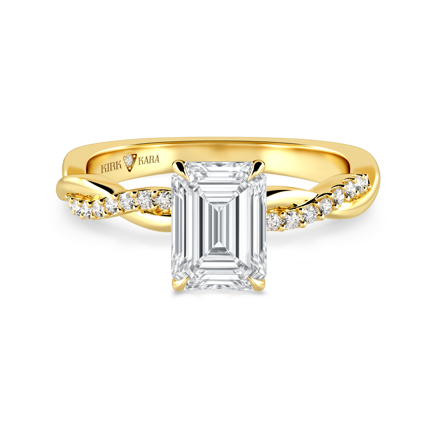 Preset Twist Emerald Lab Diamond Engagement Ring - Center Diamond Included