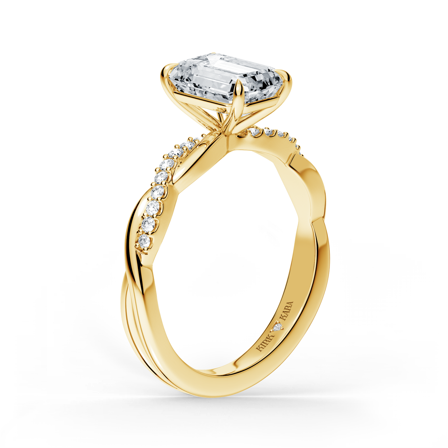 Preset Twist Emerald Lab Diamond Engagement Ring - Center Diamond Included