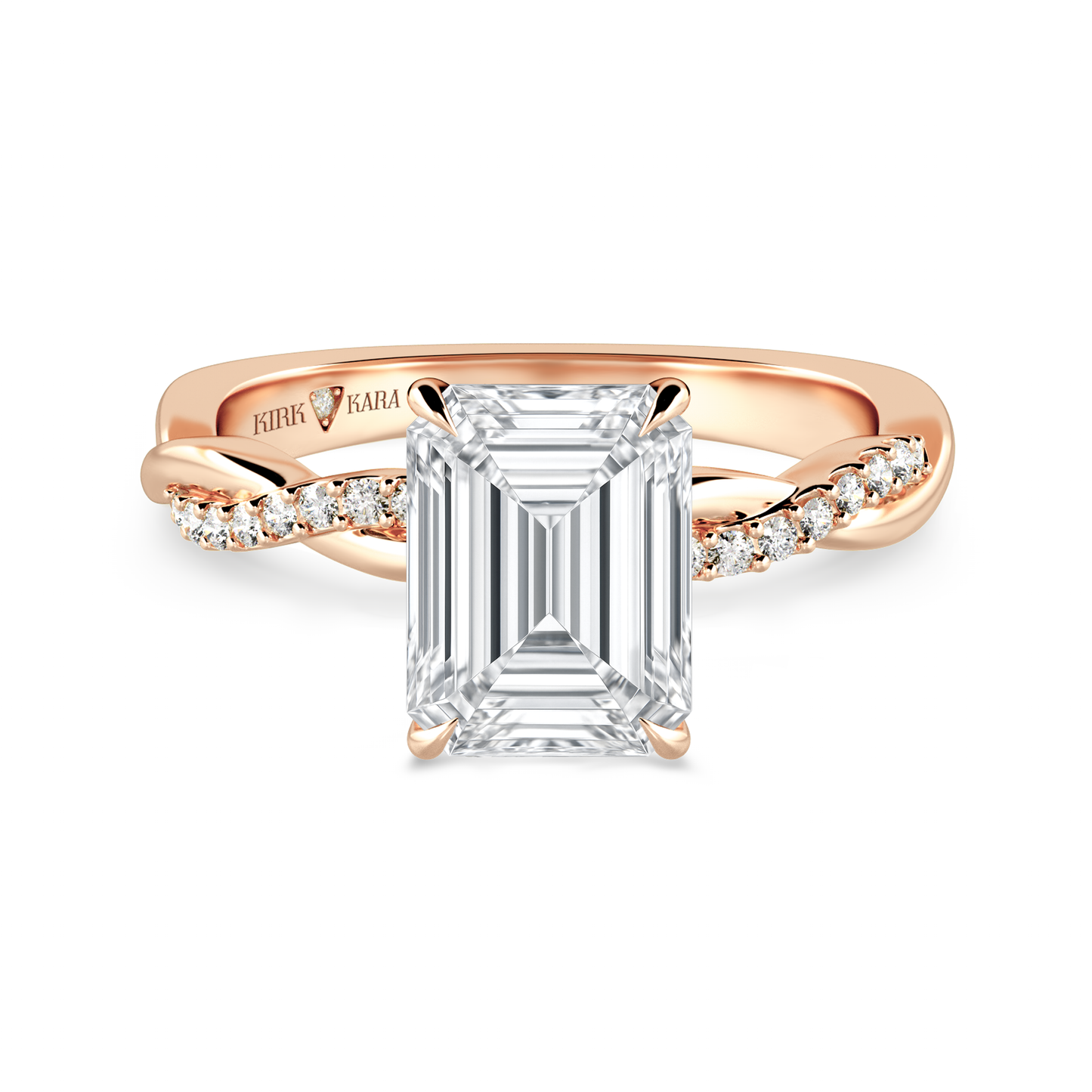 Preset Twist Emerald Lab Diamond Engagement Ring - Center Diamond Included
