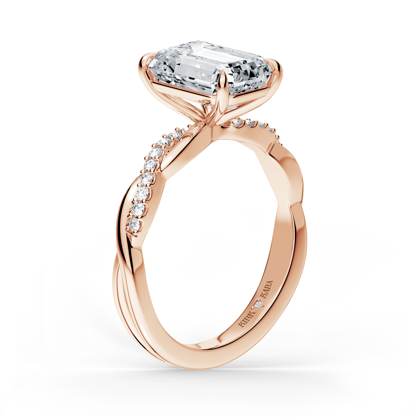 Preset Twist Emerald Lab Diamond Engagement Ring - Center Diamond Included
