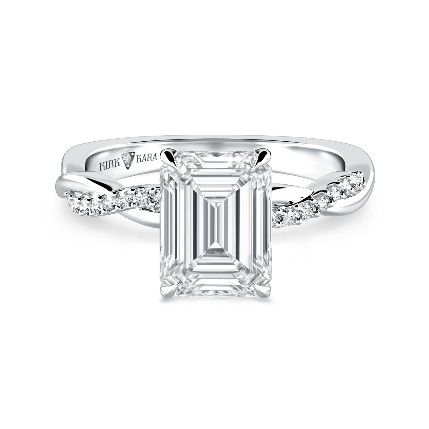 Preset Twist Emerald Lab Diamond Engagement Ring - Center Diamond Included