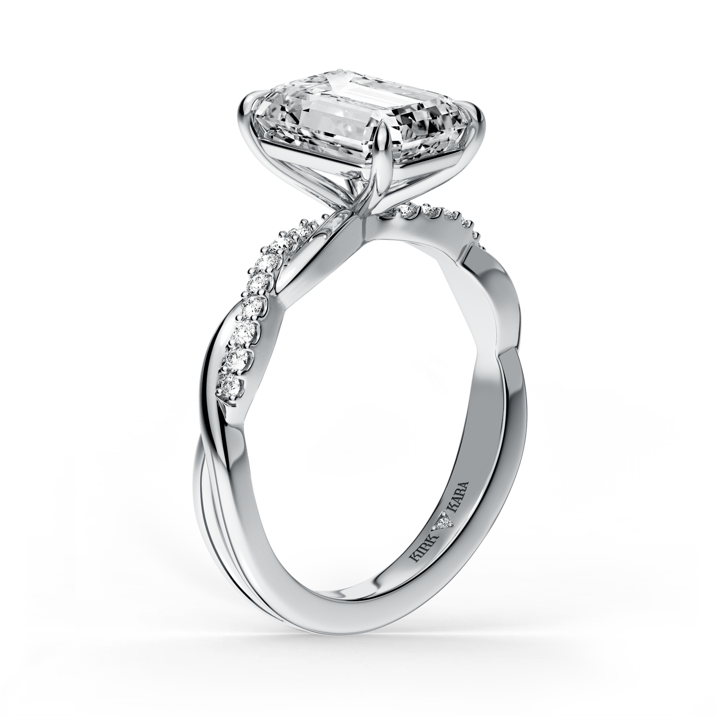 Preset Twist Emerald Lab Diamond Engagement Ring - Center Diamond Included