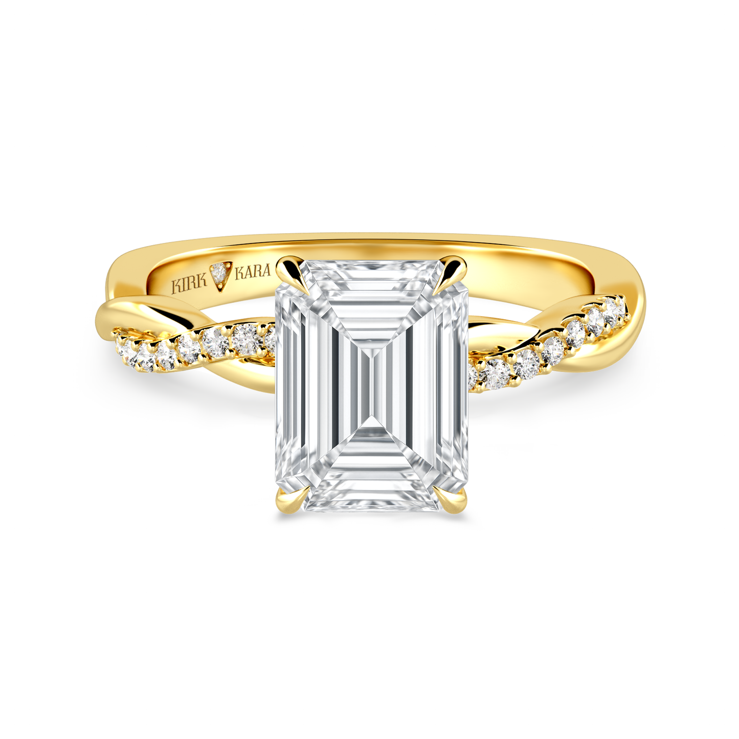Preset Twist Emerald Lab Diamond Engagement Ring - Center Diamond Included