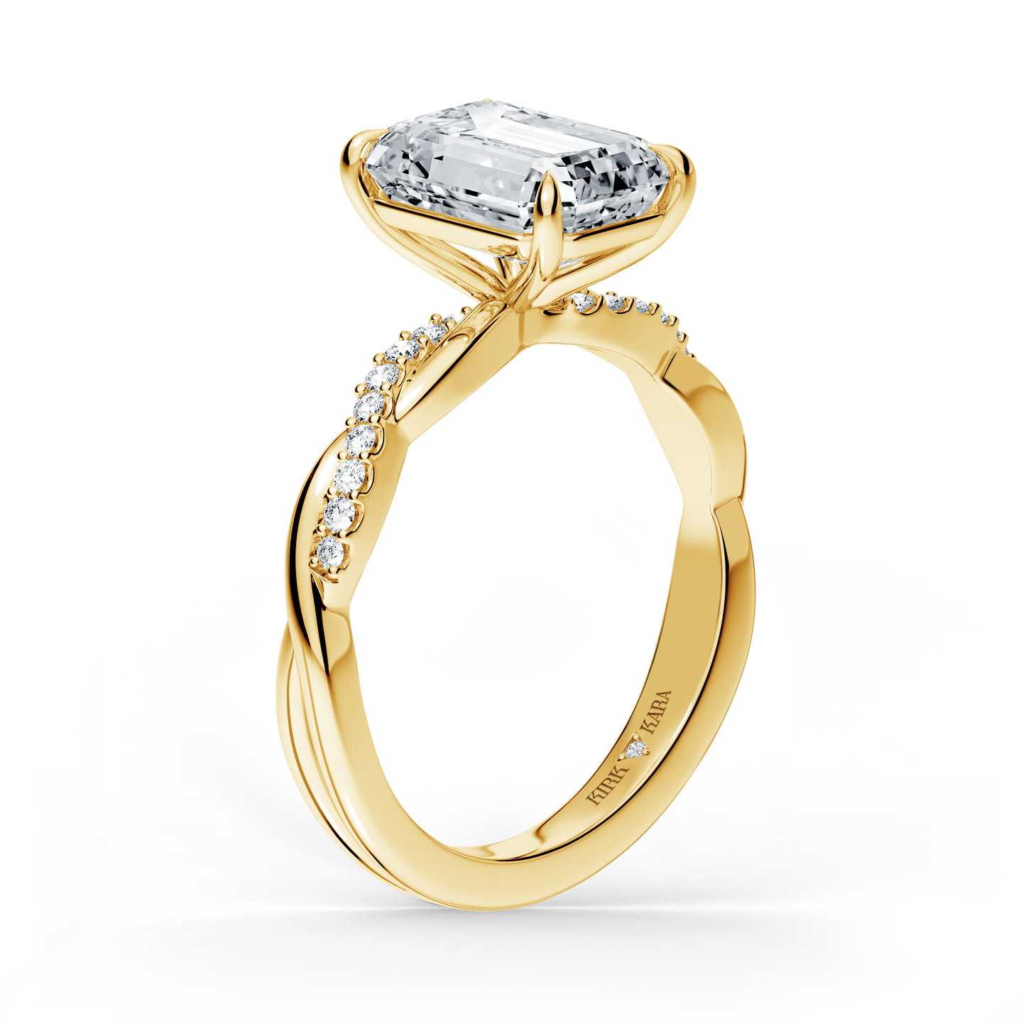 Preset Twist Emerald Lab Diamond Engagement Ring - Center Diamond Included