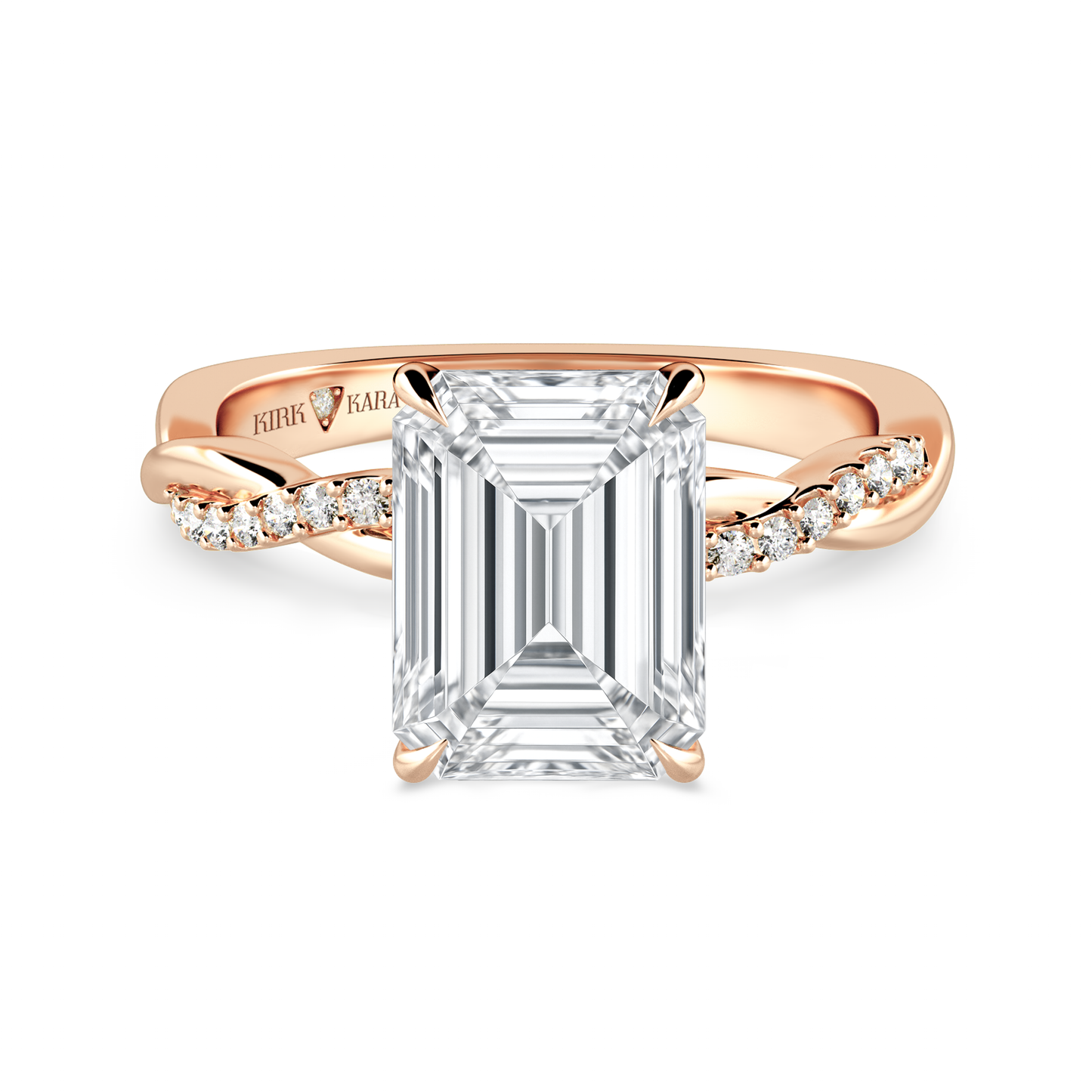 Preset Twist Emerald Lab Diamond Engagement Ring - Center Diamond Included