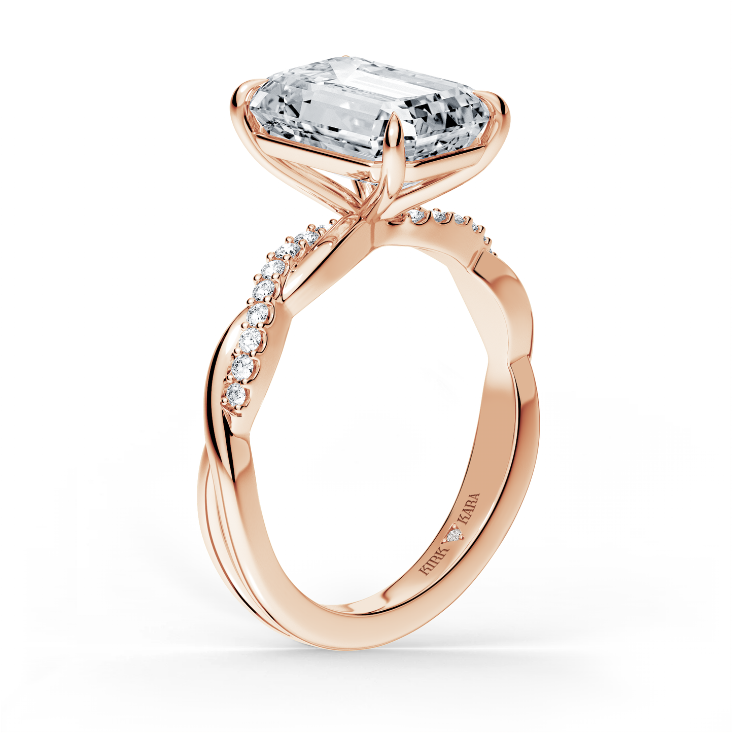 Preset Twist Emerald Lab Diamond Engagement Ring - Center Diamond Included