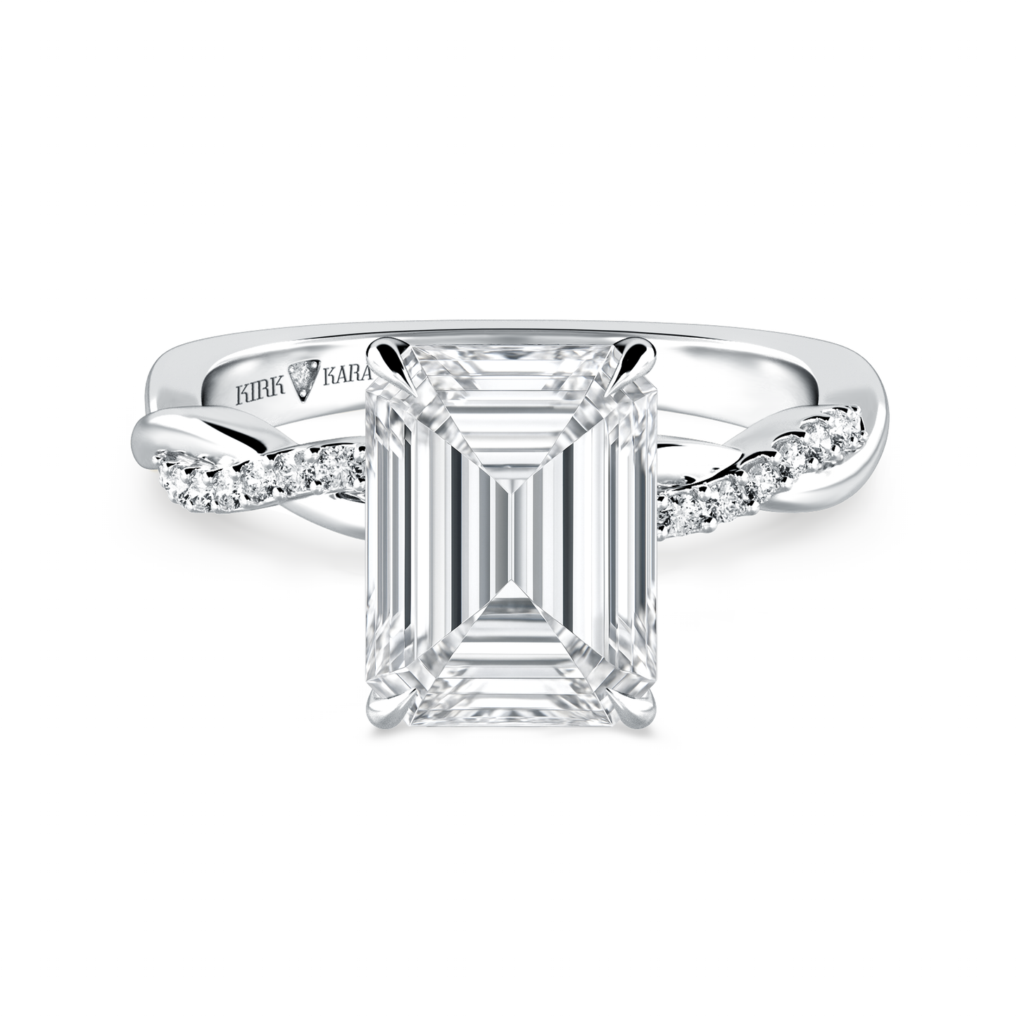 Preset Twist Emerald Lab Diamond Engagement Ring - Center Diamond Included