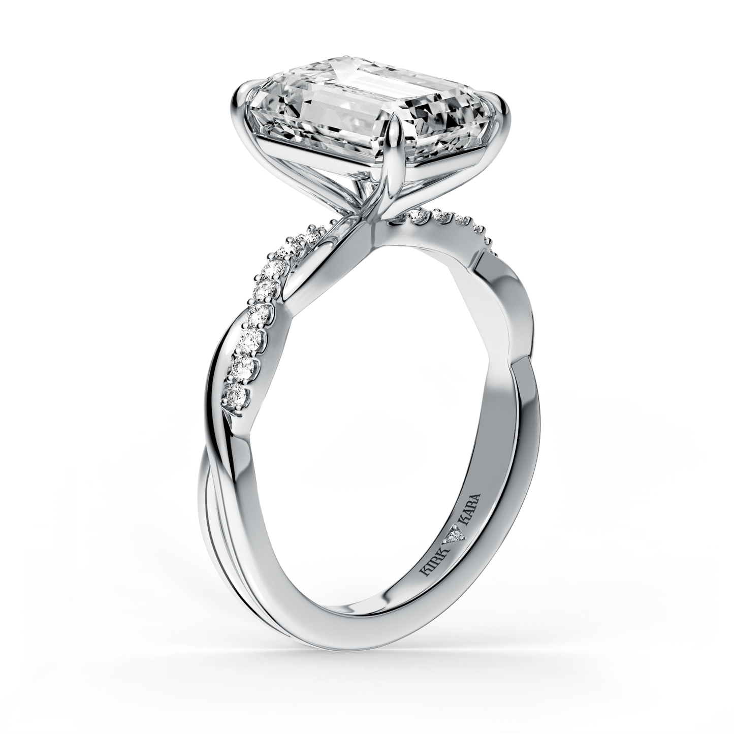 Preset Twist Emerald Lab Diamond Engagement Ring - Center Diamond Included
