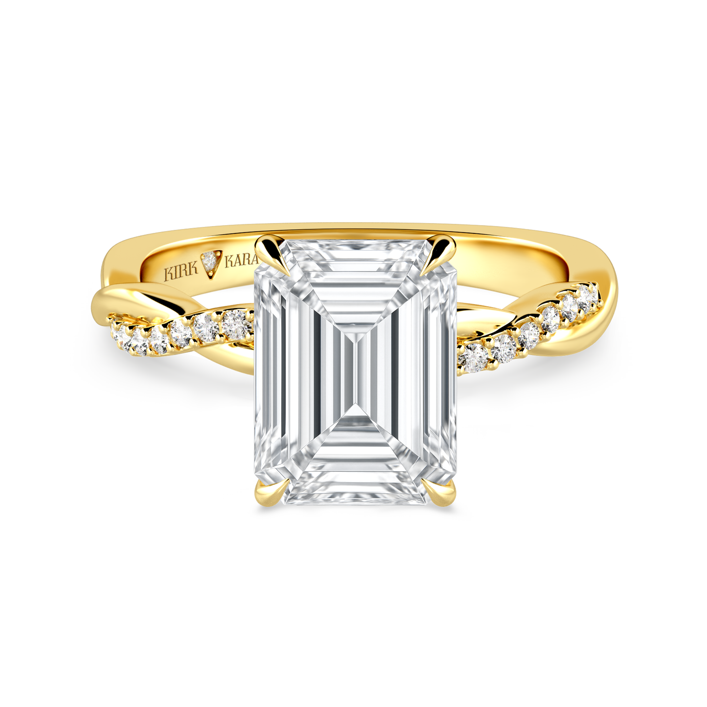 Preset Twist Emerald Lab Diamond Engagement Ring - Center Diamond Included