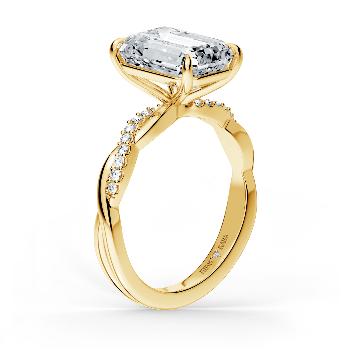 Preset Twist Emerald Lab Diamond Engagement Ring - Center Diamond Included