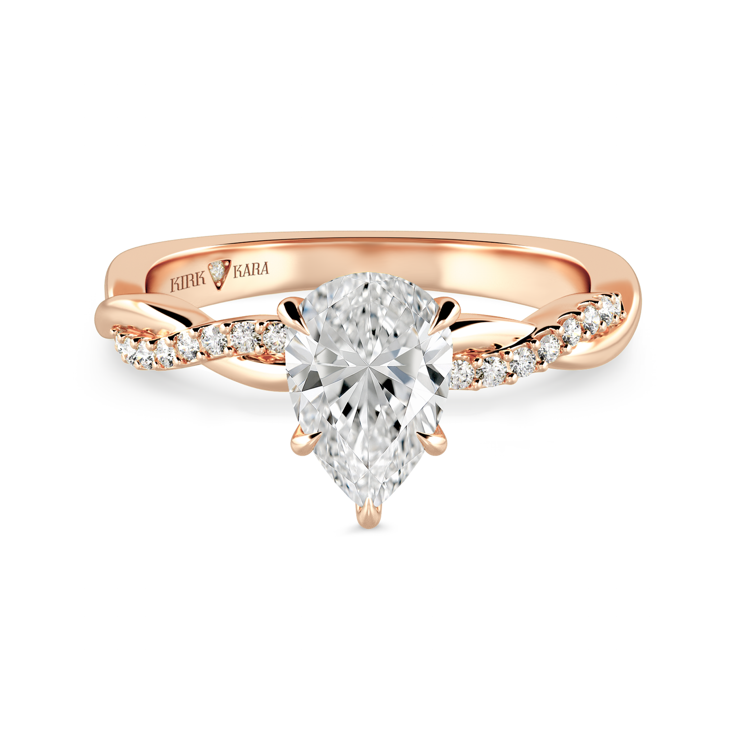 Preset Twist Pear Lab Diamond Engagement Ring - Center Diamond Included