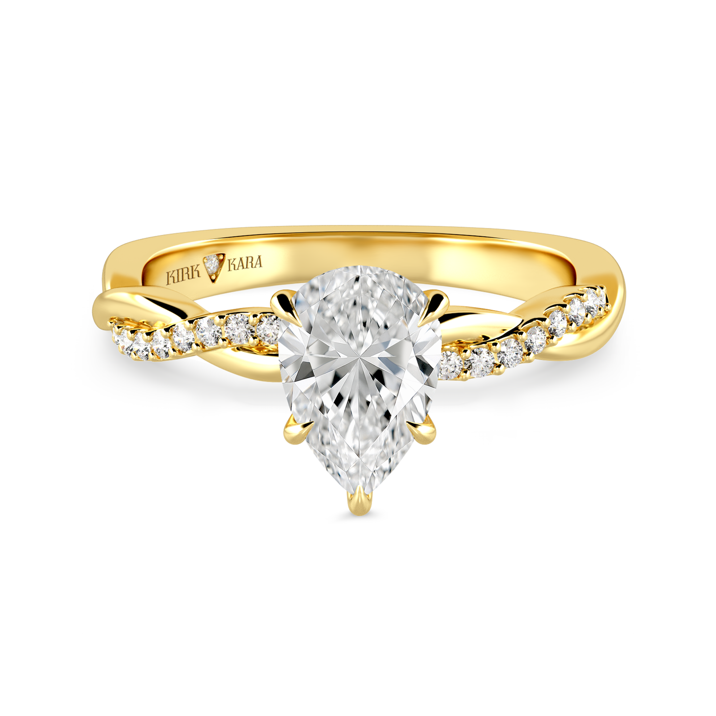Preset Twist Pear Lab Diamond Engagement Ring - Center Diamond Included