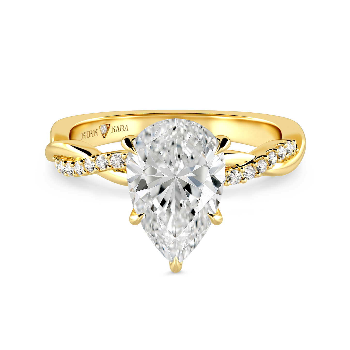 Preset Twist Pear Lab Diamond Engagement Ring - Center Diamond Included