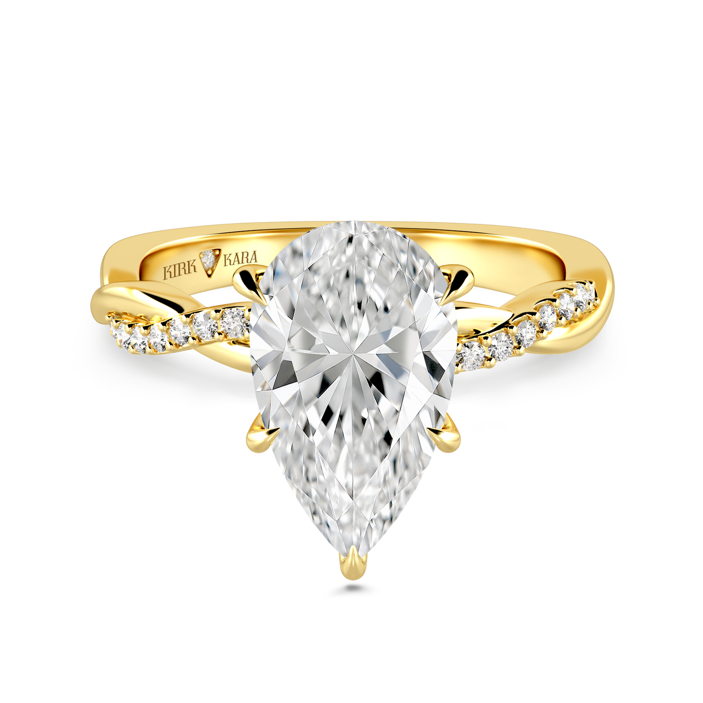 Preset Twist Pear Lab Diamond Engagement Ring - Center Diamond Included
