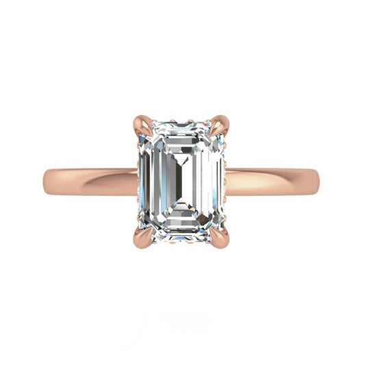 Preset Hidden Halo Solitaire Emerald Lab Diamond Engagement Ring