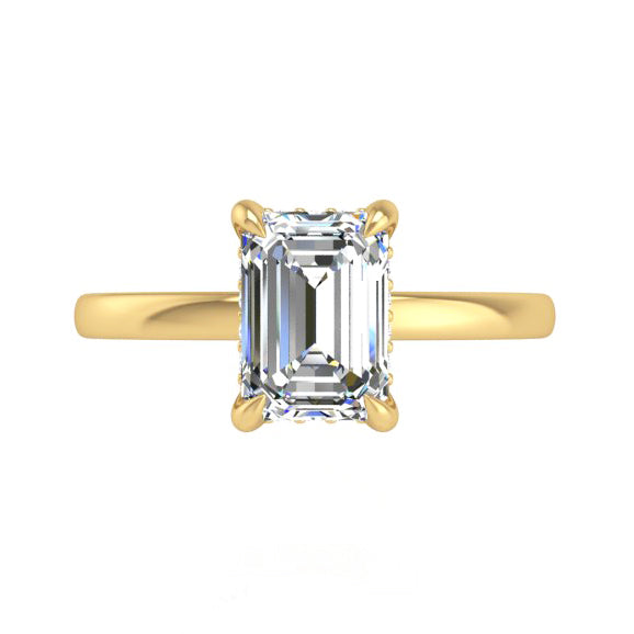 Preset Hidden Halo Solitaire Emerald Lab Diamond Engagement Ring