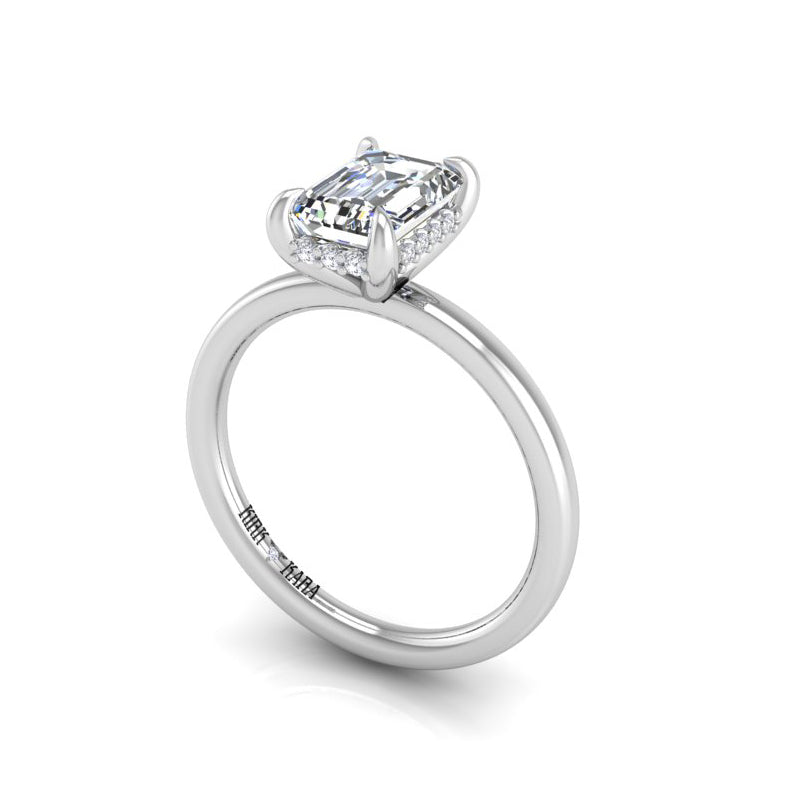 Preset Hidden Halo Solitaire Emerald Lab Diamond Engagement Ring