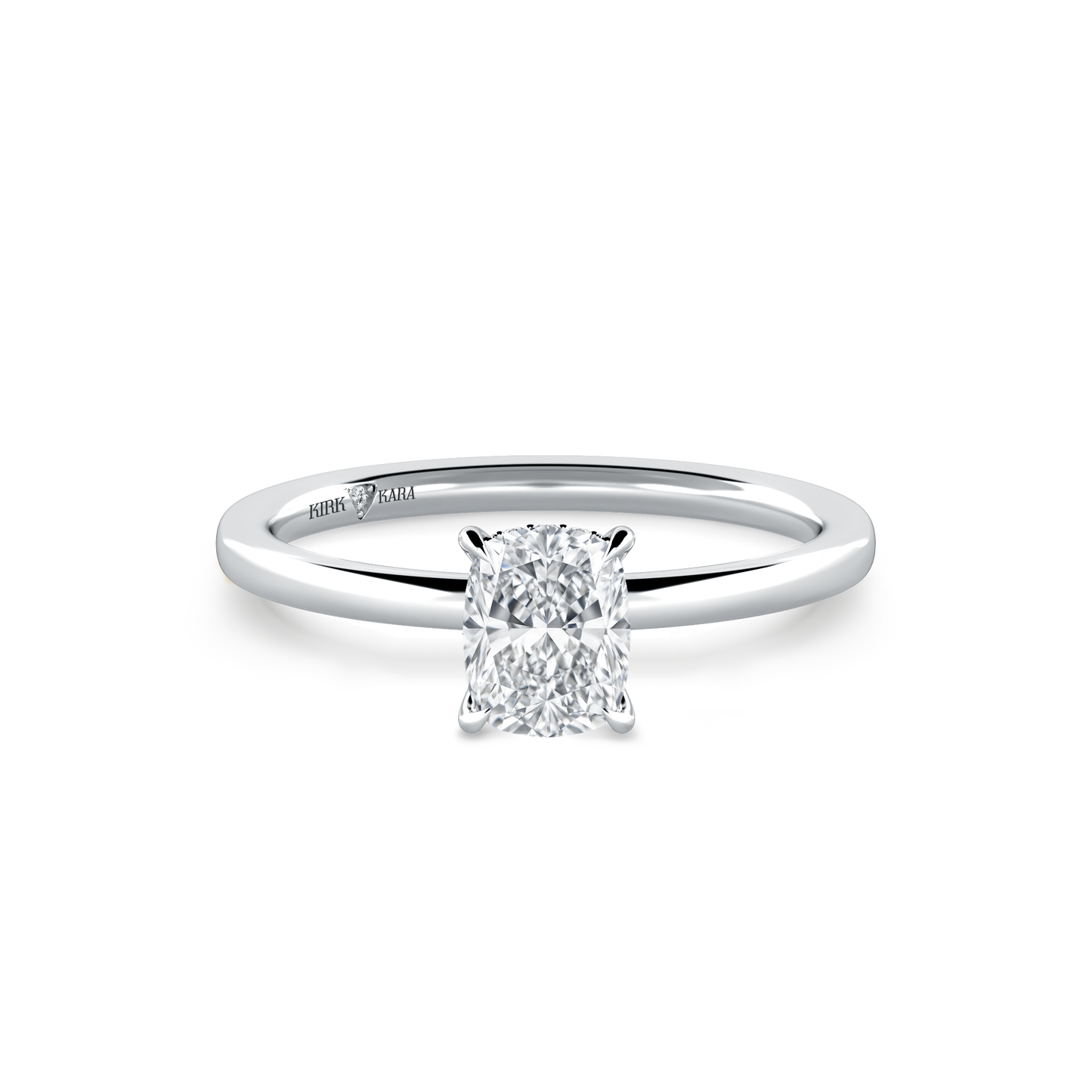 Preset Hidden Halo Cushion Solitaire Engagement Ring - Center Diamond Included