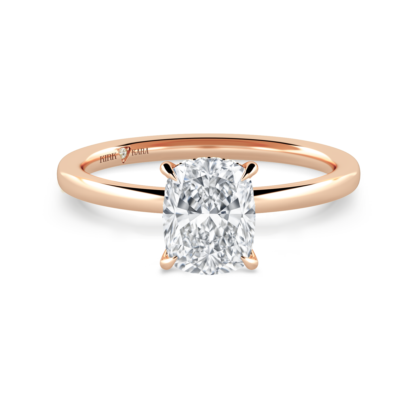 Preset Hidden Halo Cushion Solitaire Engagement Ring - Center Diamond Included