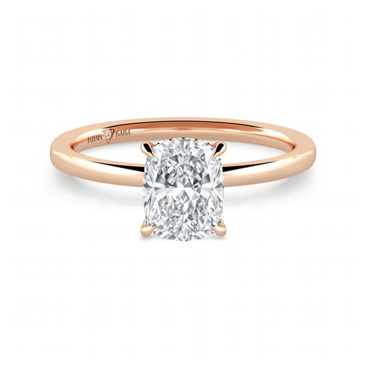 Preset Hidden Halo Cushion Solitaire Engagement Ring - Center Diamond Included