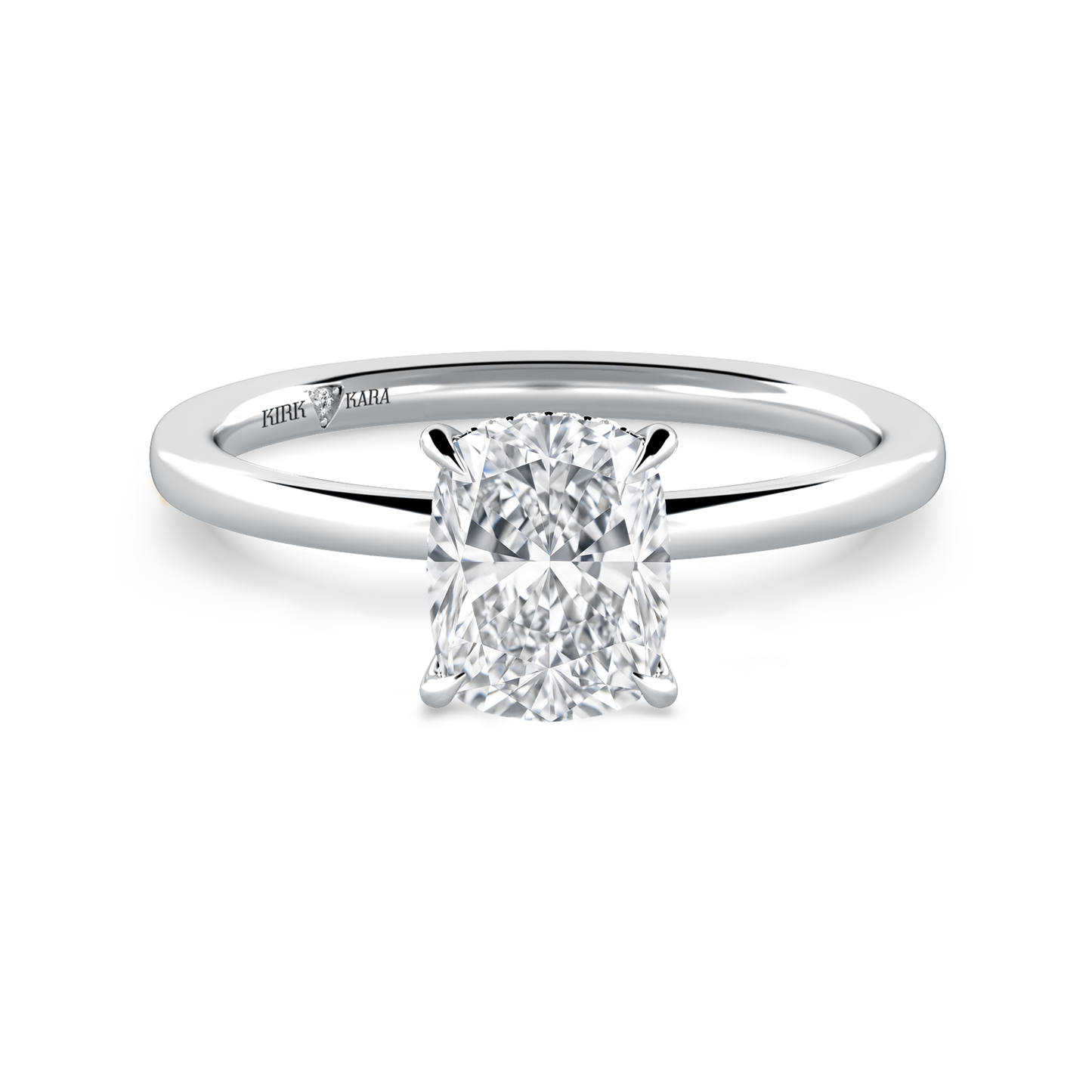 Preset Hidden Halo Cushion Solitaire Engagement Ring - Center Diamond Included