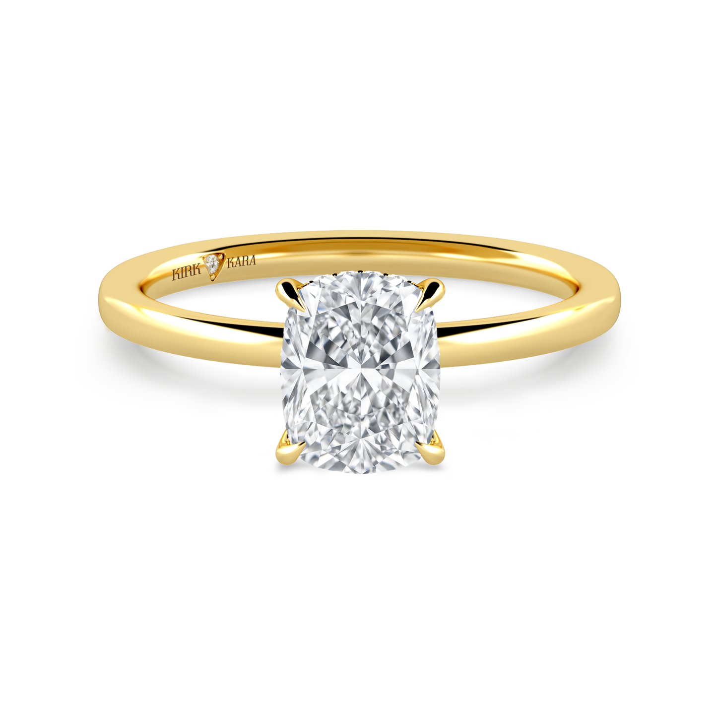 Preset Hidden Halo Cushion Solitaire Engagement Ring - Center Diamond Included