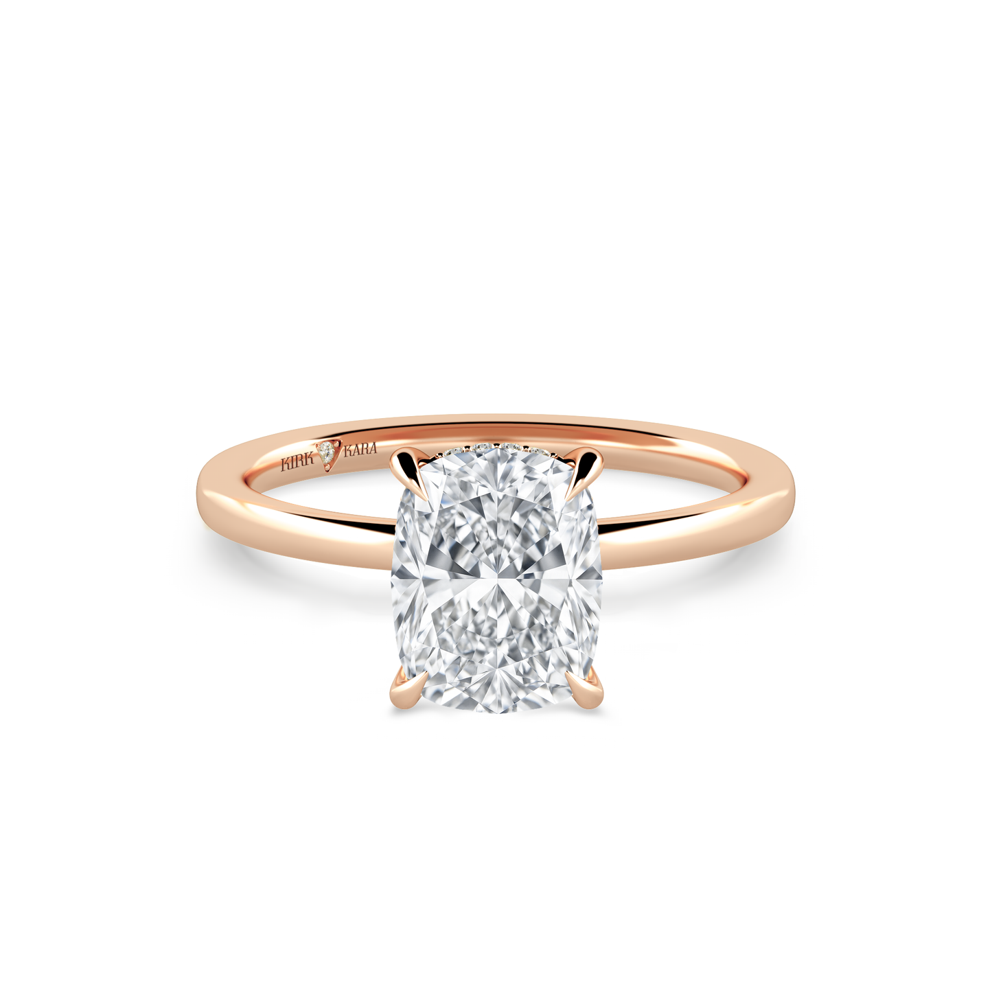 Preset Hidden Halo Cushion Solitaire Engagement Ring - Center Diamond Included