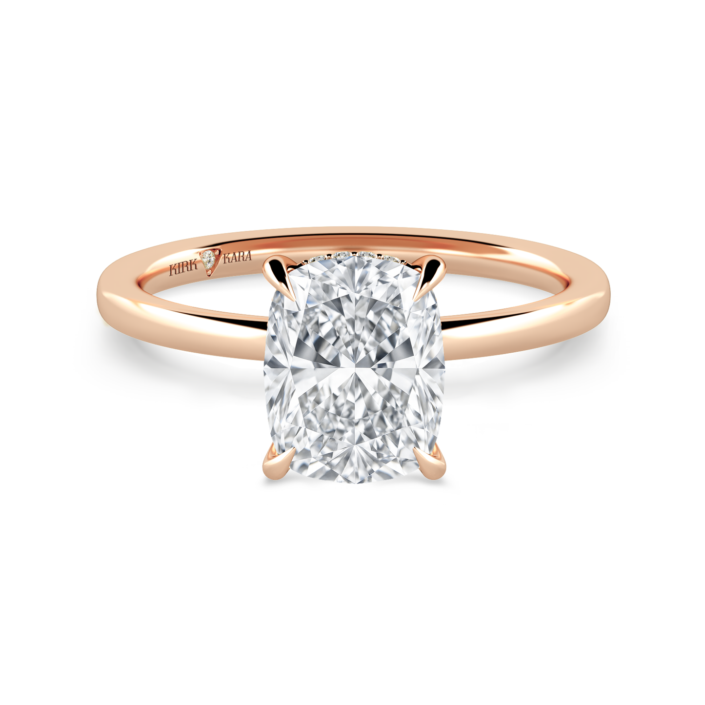Preset Hidden Halo Cushion Solitaire Engagement Ring - Center Diamond Included