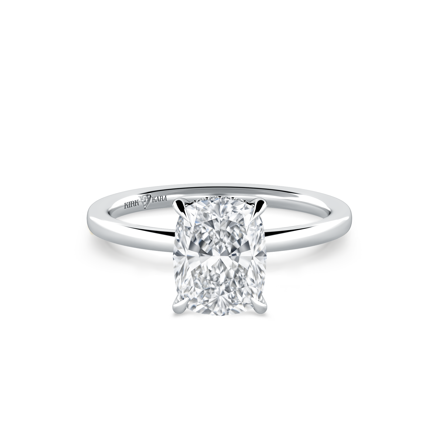 Preset Hidden Halo Cushion Solitaire Engagement Ring - Center Diamond Included