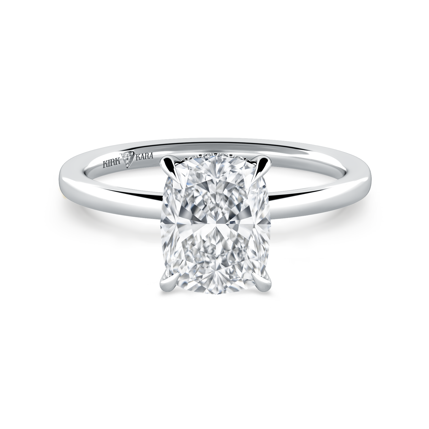 Preset Hidden Halo Cushion Solitaire Engagement Ring - Center Diamond Included
