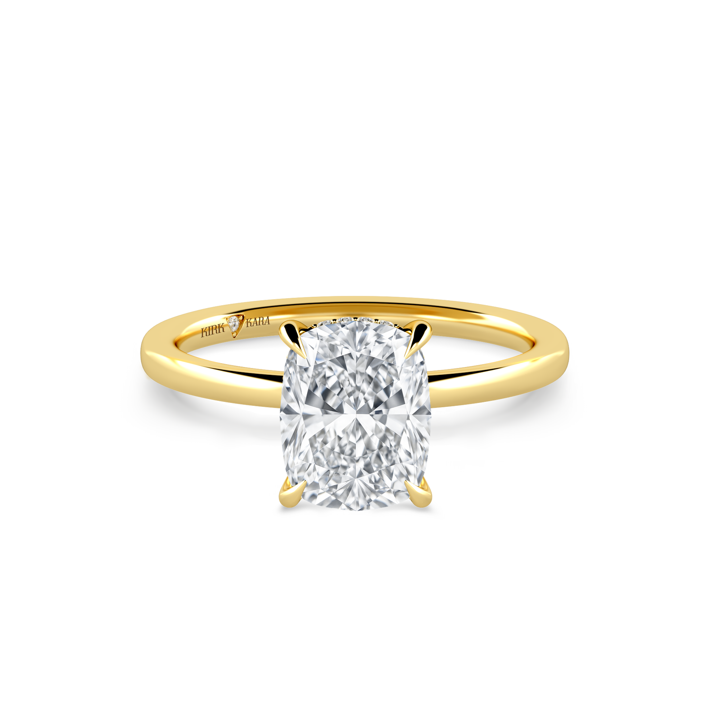Preset Hidden Halo Cushion Solitaire Engagement Ring - Center Diamond Included