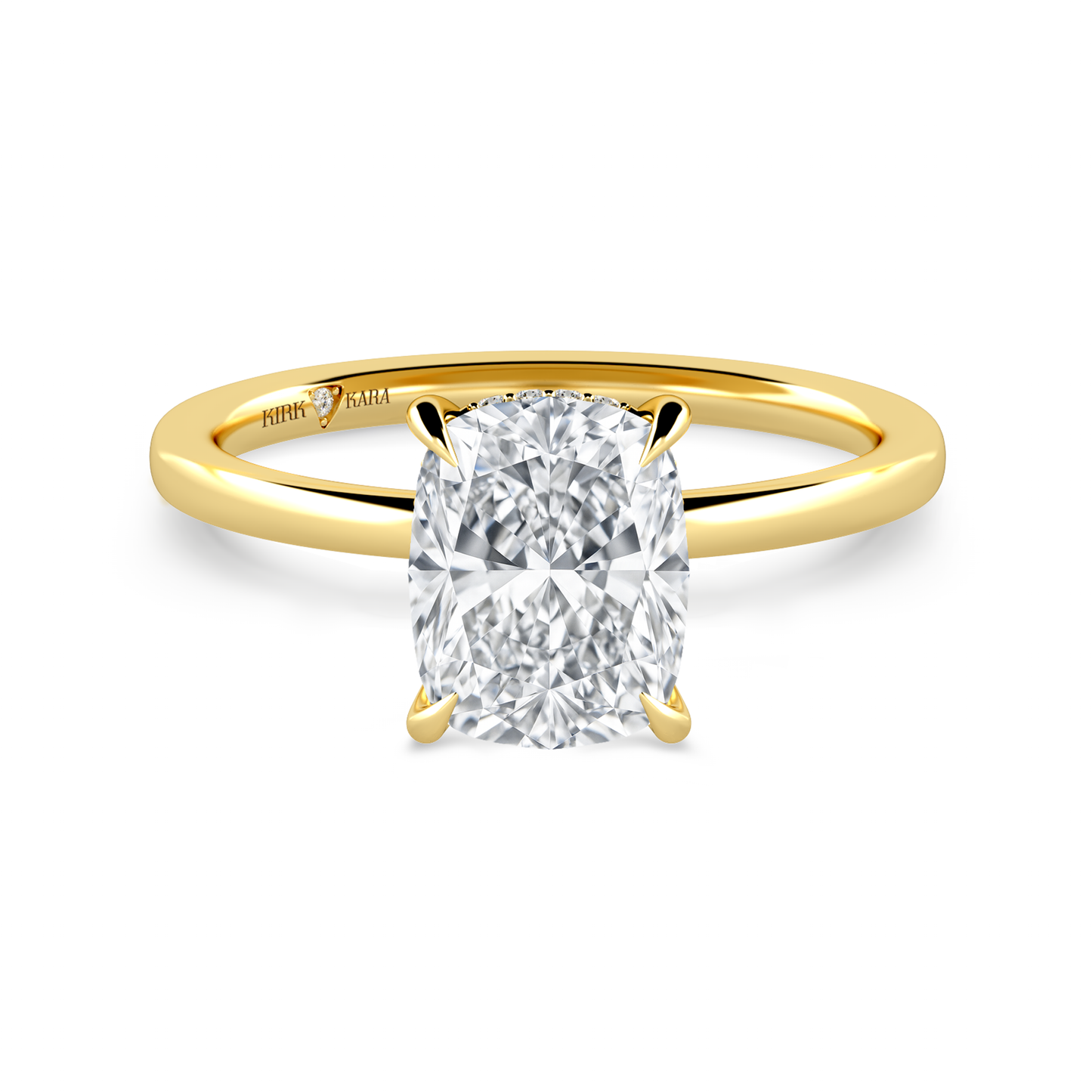 Preset Hidden Halo Cushion Solitaire Engagement Ring - Center Diamond Included