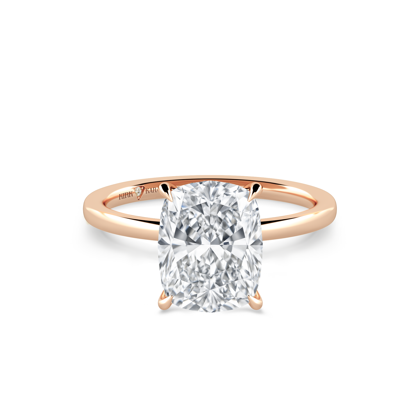 Preset Hidden Halo Cushion Solitaire Engagement Ring - Center Diamond Included