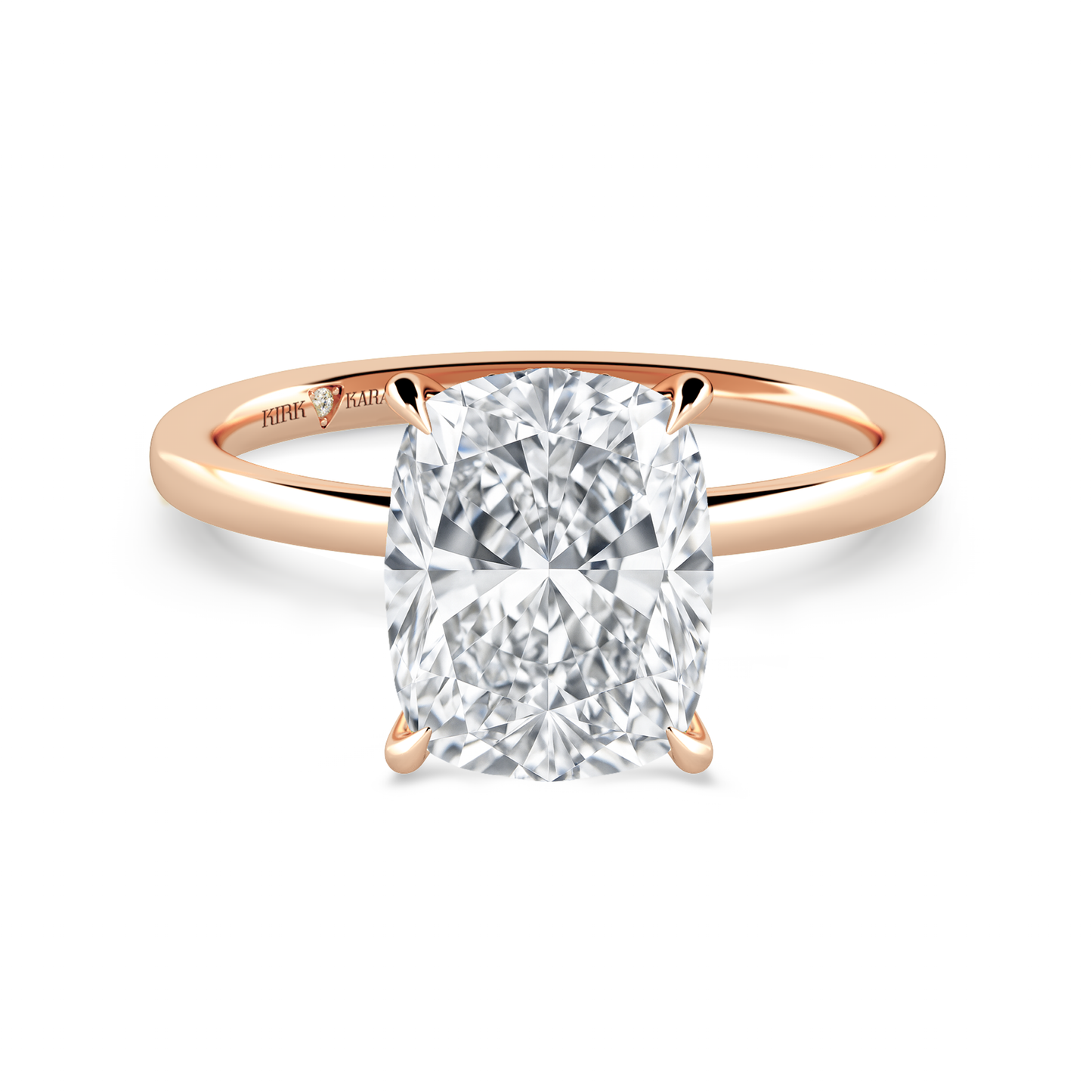 Preset Hidden Halo Cushion Solitaire Engagement Ring - Center Diamond Included