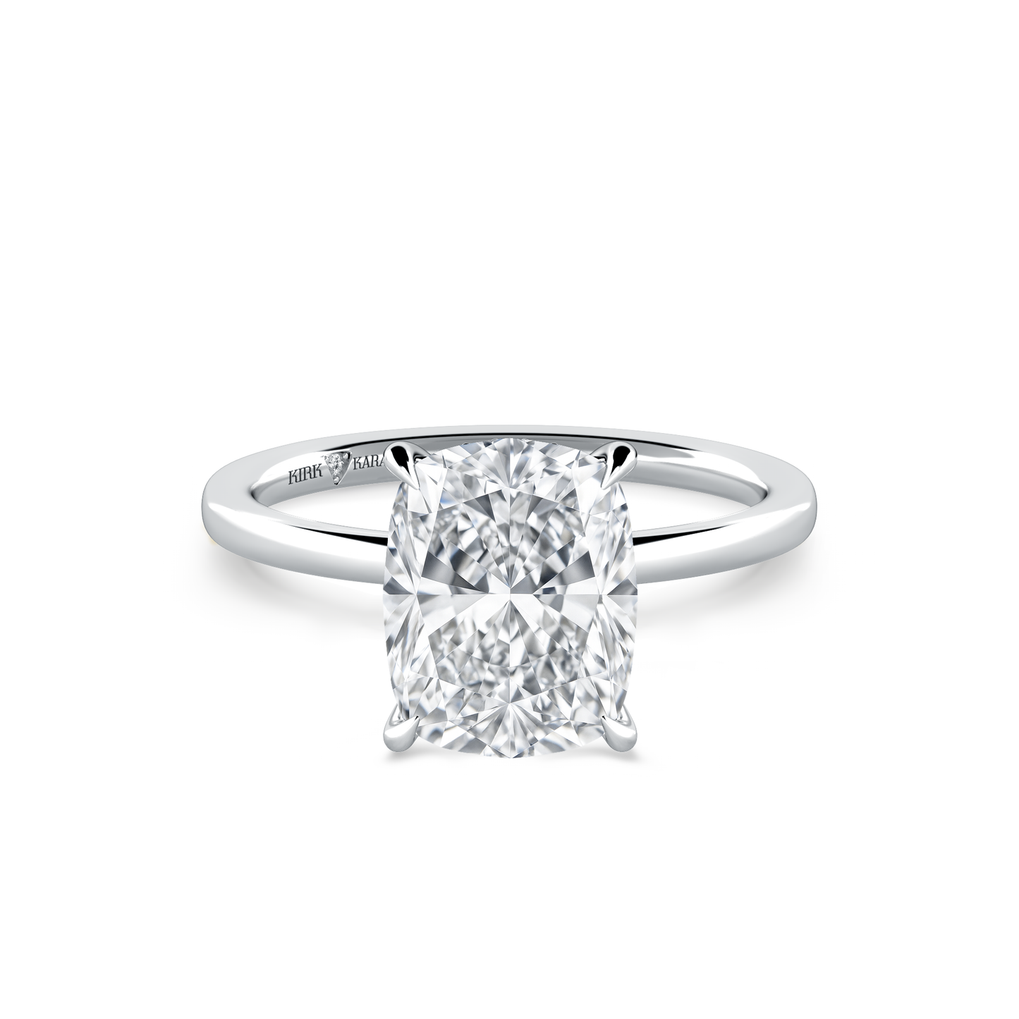 Preset Hidden Halo Cushion Solitaire Engagement Ring - Center Diamond Included