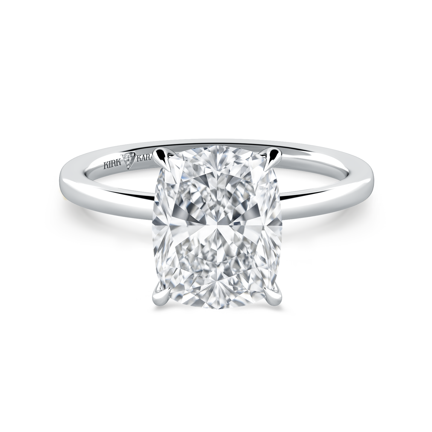 Preset Hidden Halo Cushion Solitaire Engagement Ring - Center Diamond Included
