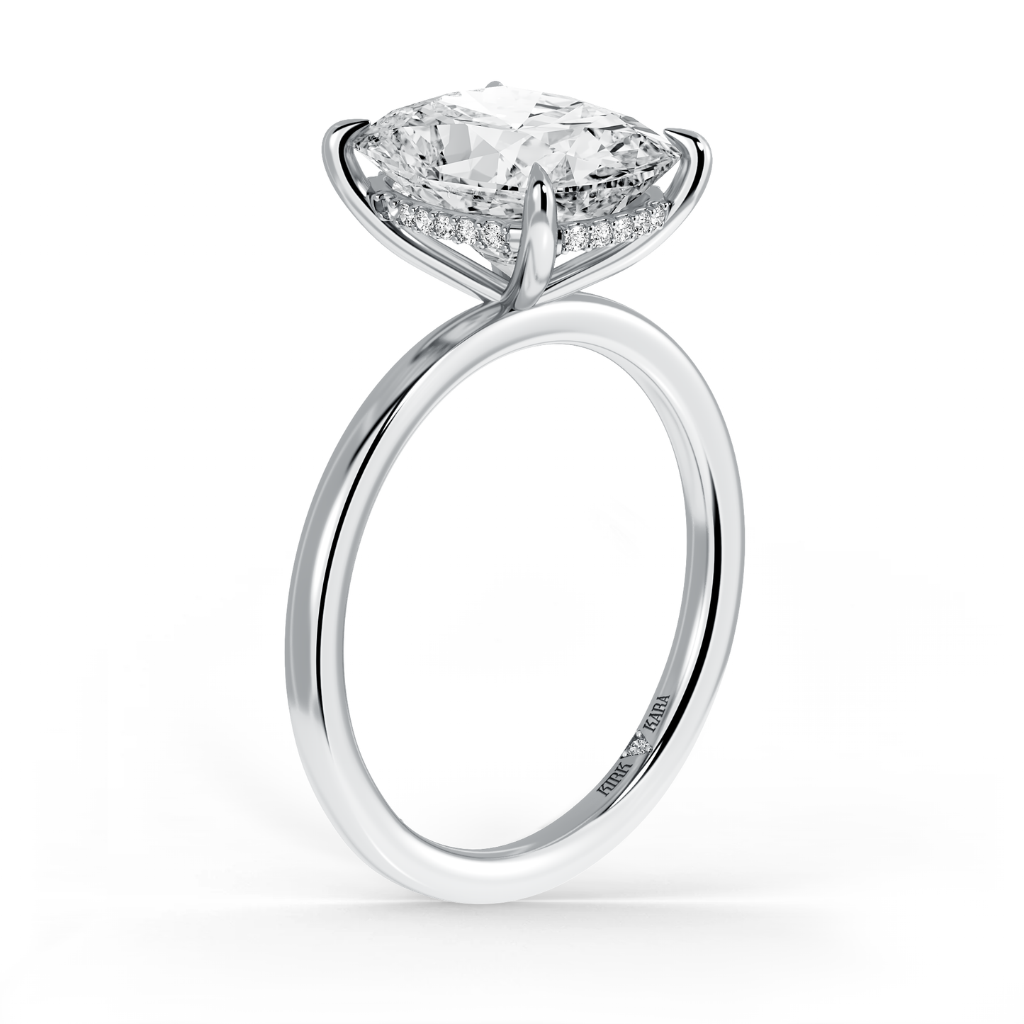 Preset Hidden Halo Cushion Solitaire Engagement Ring - Center Diamond Included