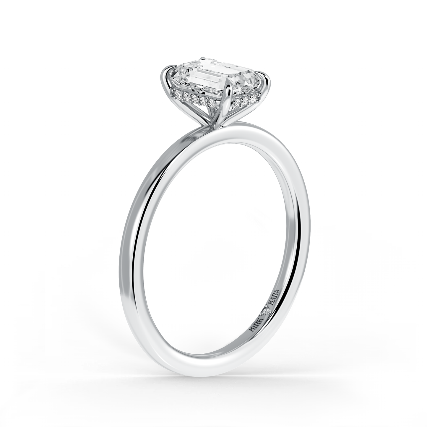 Preset Hidden Halo Emerald Solitaire Engagement Ring - Center Diamond Included