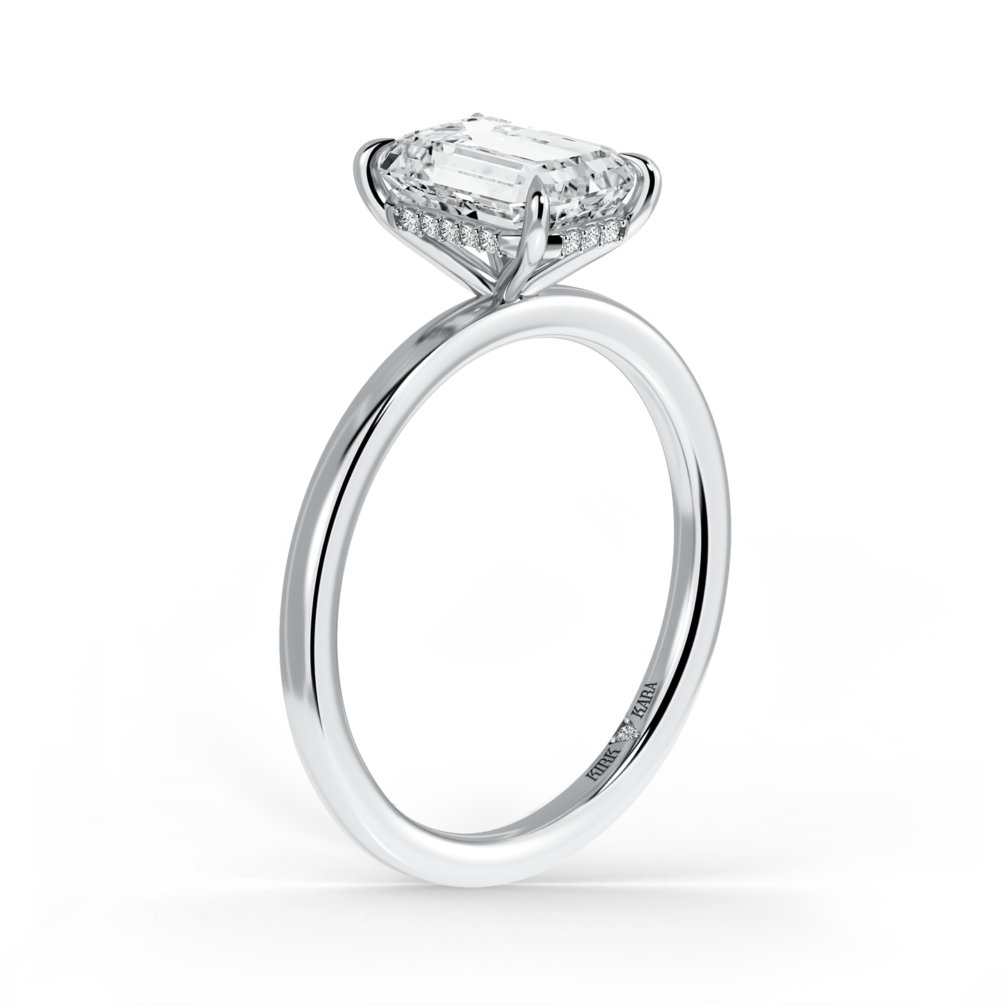 Preset Hidden Halo Emerald Solitaire Engagement Ring - Center Diamond Included