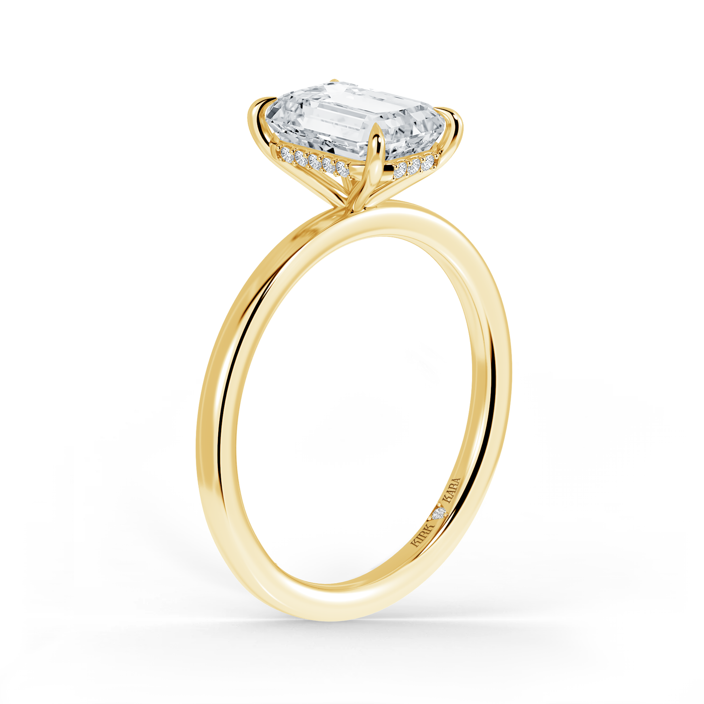 Preset Hidden Halo Emerald Solitaire Engagement Ring - Center Diamond Included