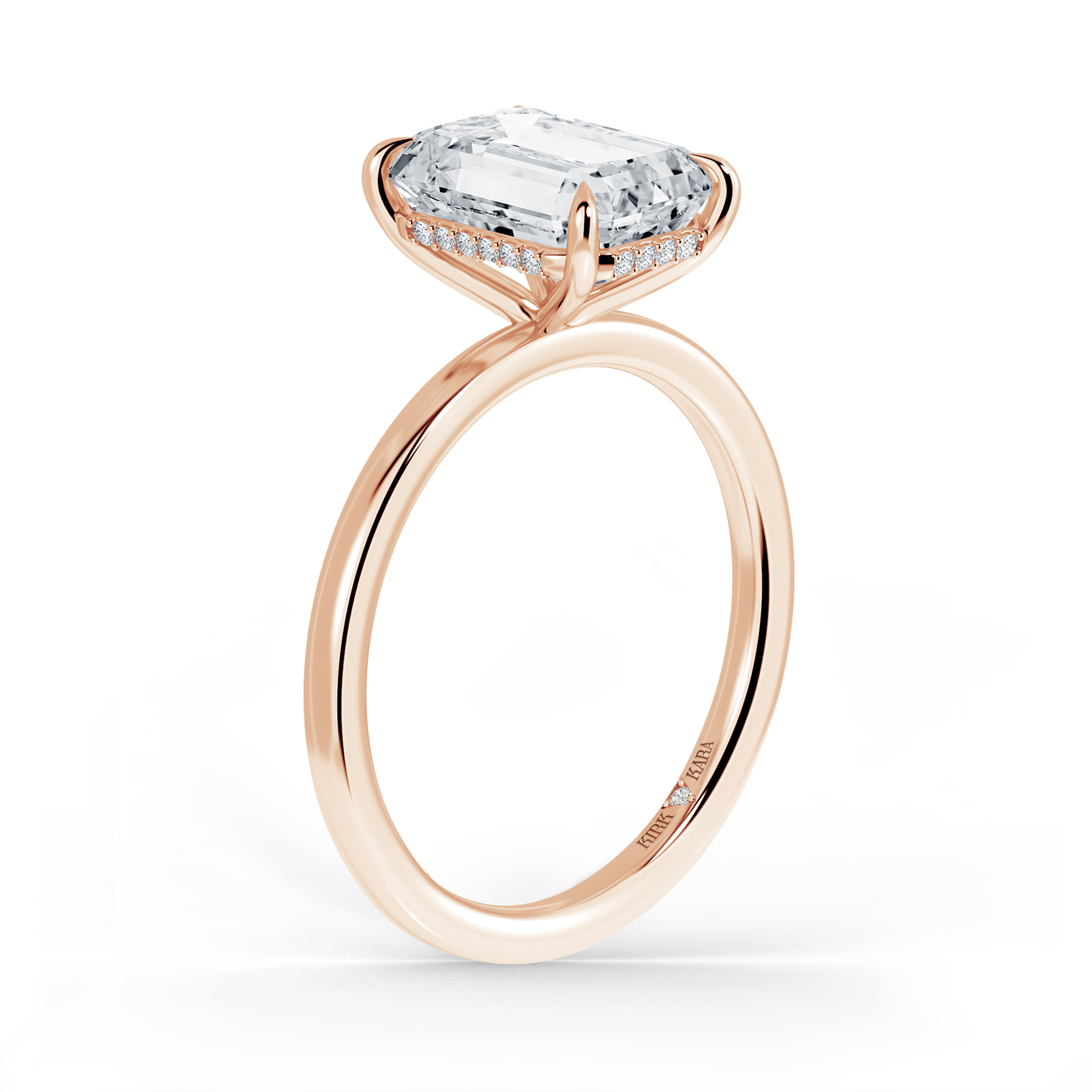 Preset Hidden Halo Emerald Solitaire Engagement Ring - Center Diamond Included