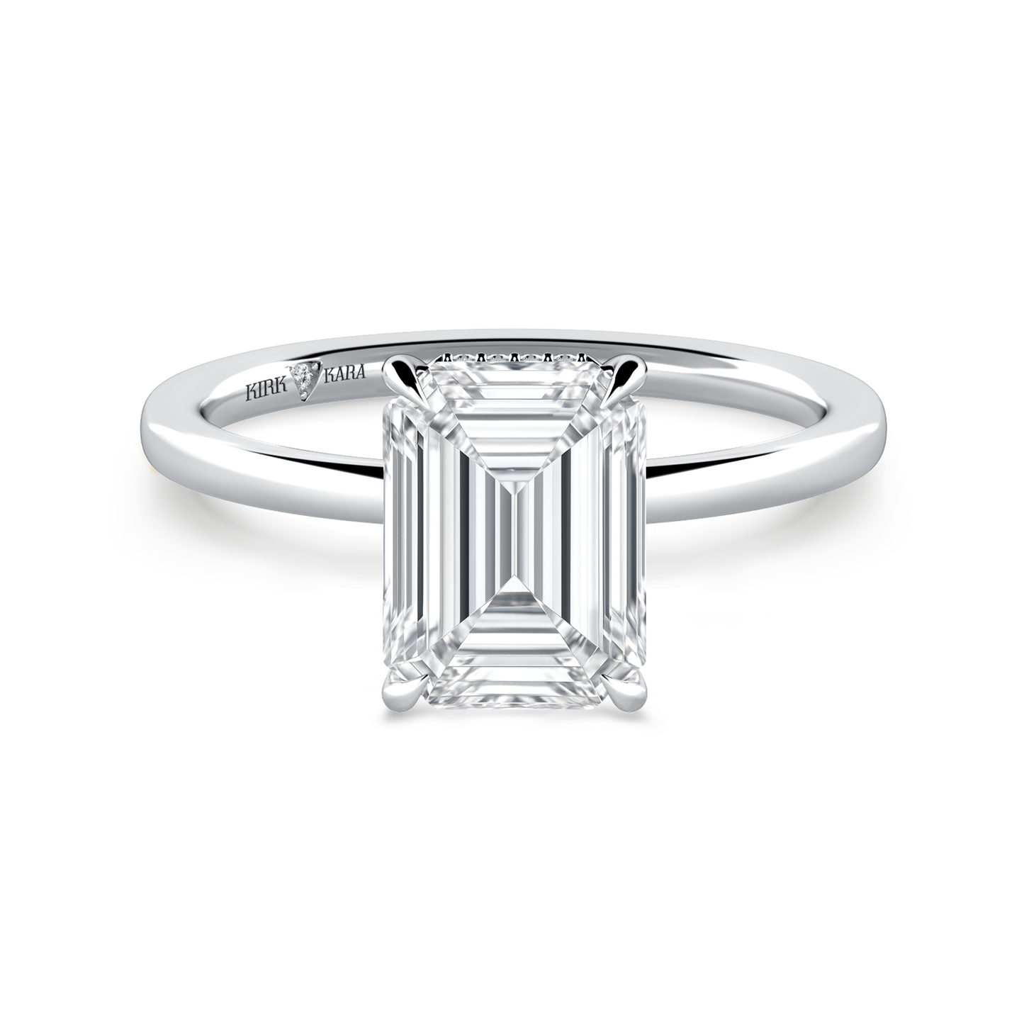 Preset Hidden Halo Emerald Solitaire Engagement Ring - Center Diamond Included