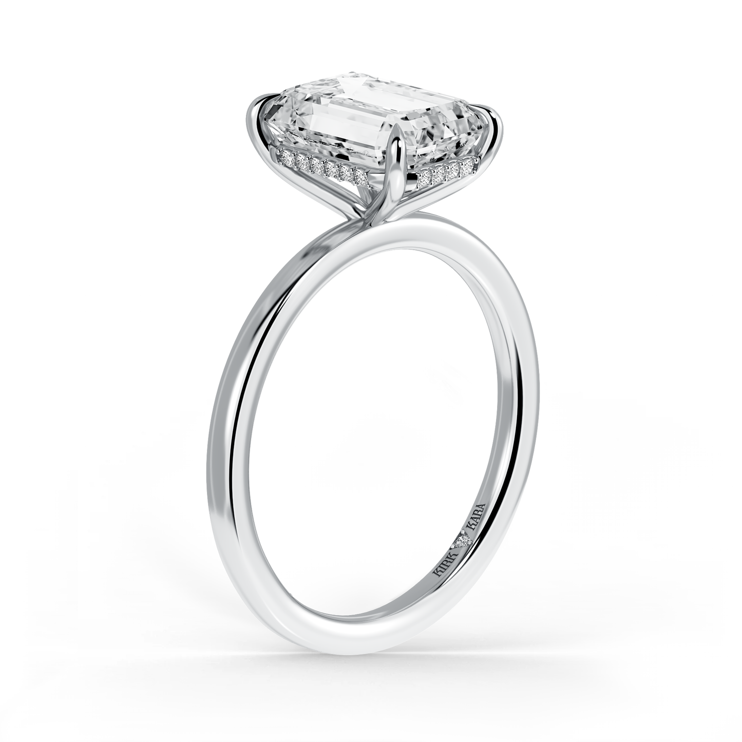 Preset Hidden Halo Emerald Solitaire Engagement Ring - Center Diamond Included