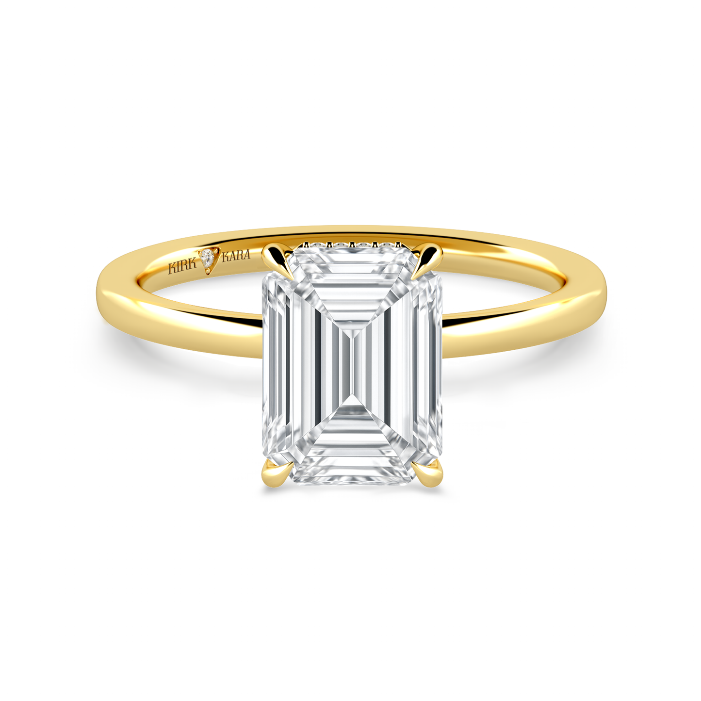 Preset Hidden Halo Emerald Solitaire Engagement Ring - Center Diamond Included