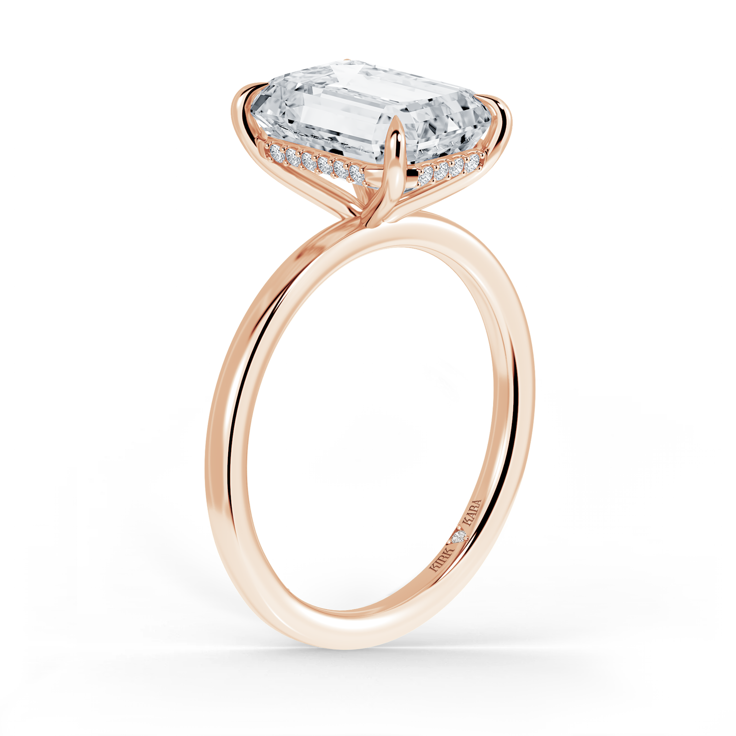 Preset Hidden Halo Emerald Solitaire Engagement Ring - Center Diamond Included