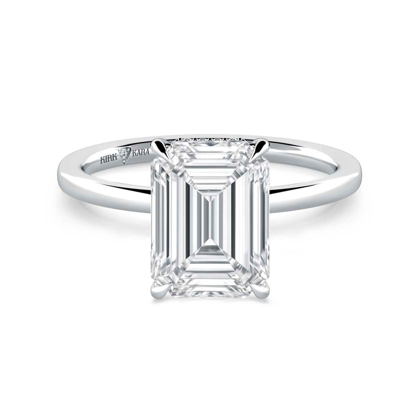 Preset Hidden Halo Emerald Solitaire Engagement Ring - Center Diamond Included