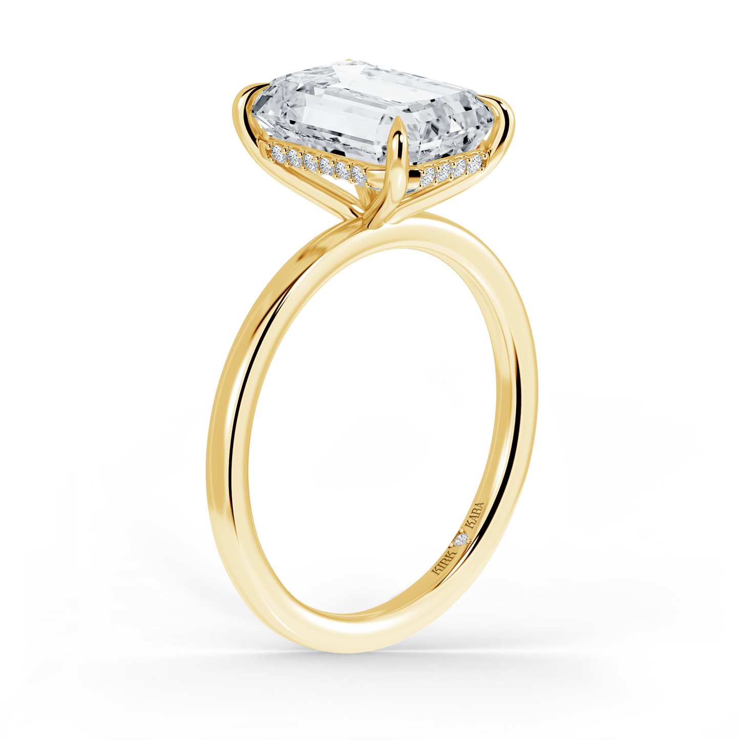 Preset Hidden Halo Emerald Solitaire Engagement Ring - Center Diamond Included